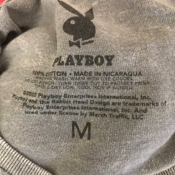 Playboy T Shirt Gray Blue Bunny Logo Cotton Short Sleeves M - Picture 6 of 6